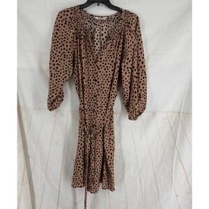 Tucker NYC silk polka dot button belted dress M